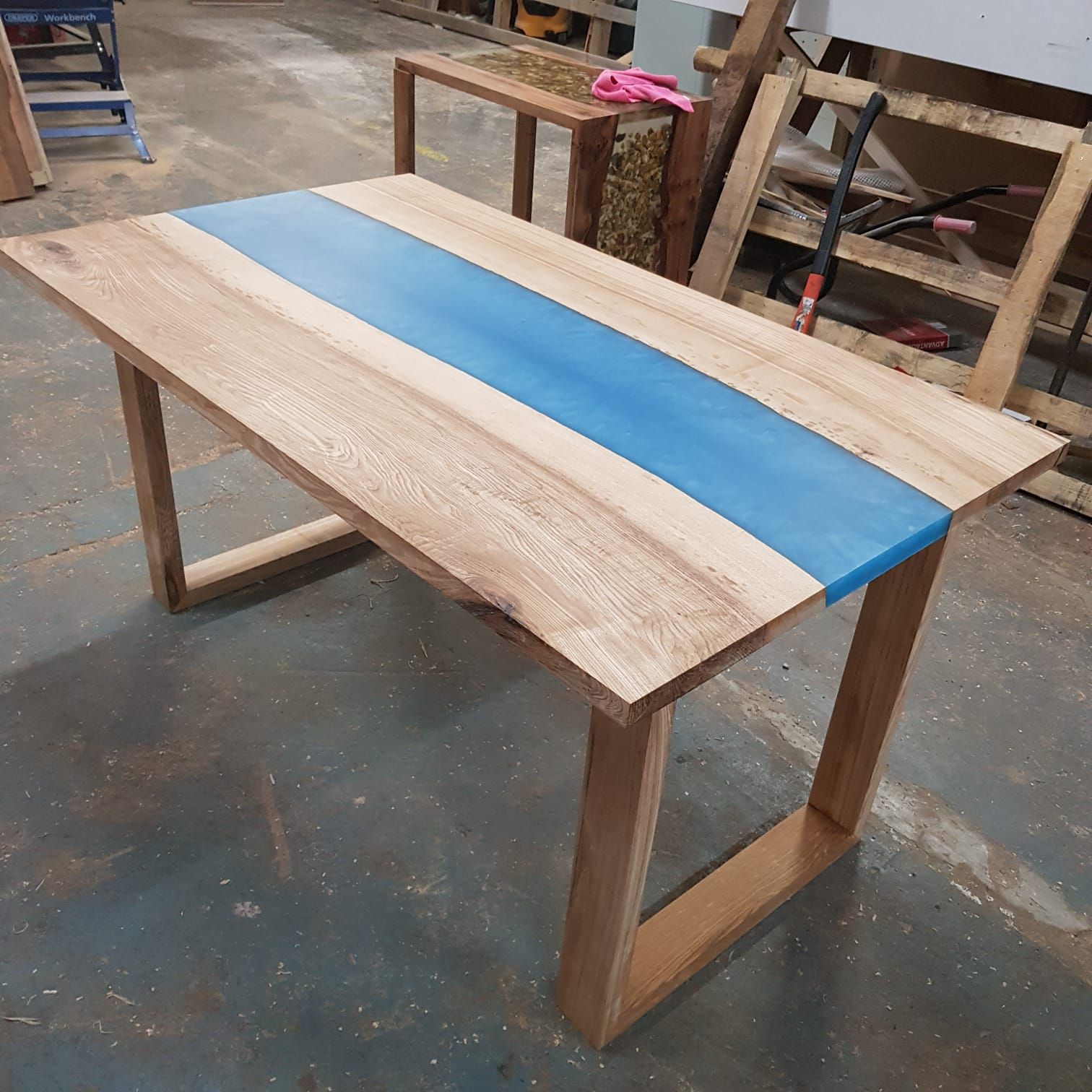 Hardwood river resin dining table