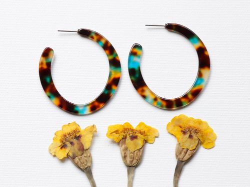 Olivia Semi Cut Out Resin Hoop Earrings 2315