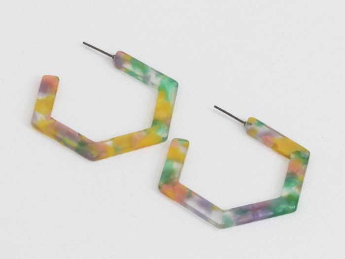Scarlett Hexagon Resin Large Hoop Earrings