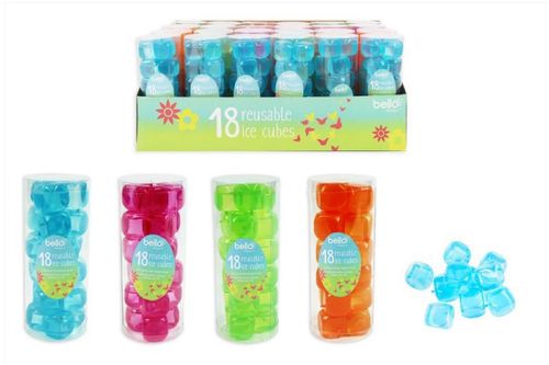 REUSABLE ICE CUBES 4/col-Pk/18