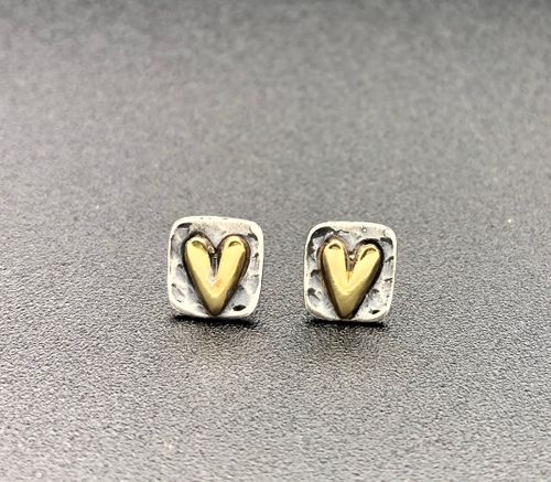 Gold plated studs with heart