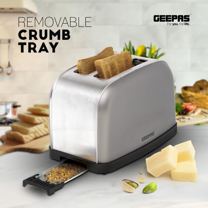 Geepas 850W 2Slice Bread Toaster with Crumb Tray Spring Fair 2021