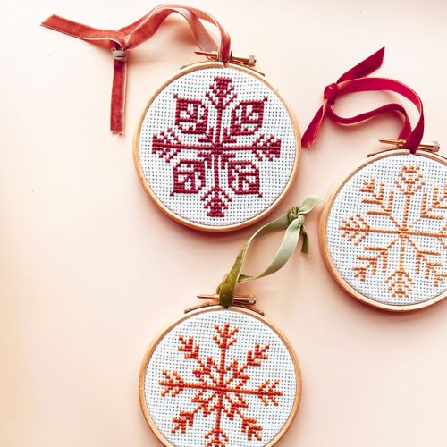 Snowflake Cross Stitch Decorations Kit