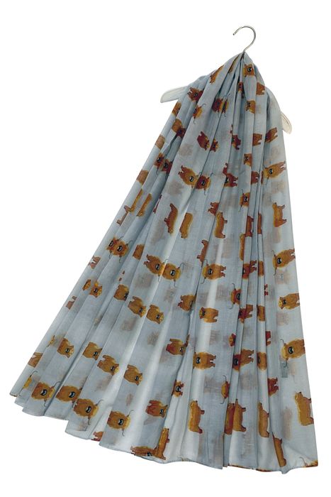 Cute Scottish Highland Buffalo Print Scarf / SC-3893