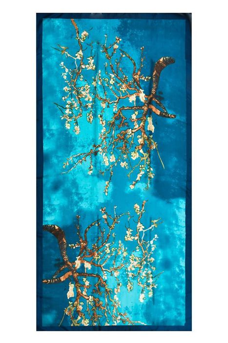 Van Gogh Almond Blossom Print Silk Scarf / SC-3380