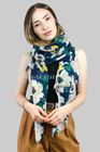 Summer Peony Flower Print Scarf With Frayed Edge / SC-3879