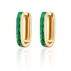Oval Baguette Hoop Earrings with Green Stones
