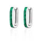 Oval Baguette Hoop Earrings with Green Stones