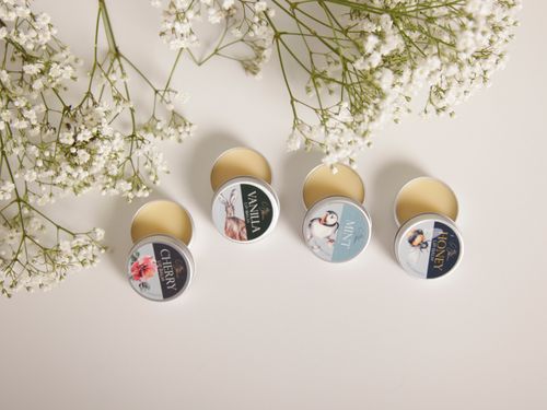 Lip balm range by Meg Hawkins