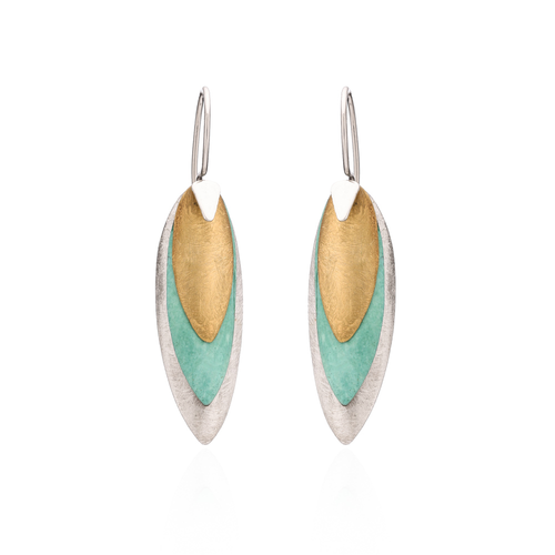 Gold, Copper & Silver Leaf Earrings