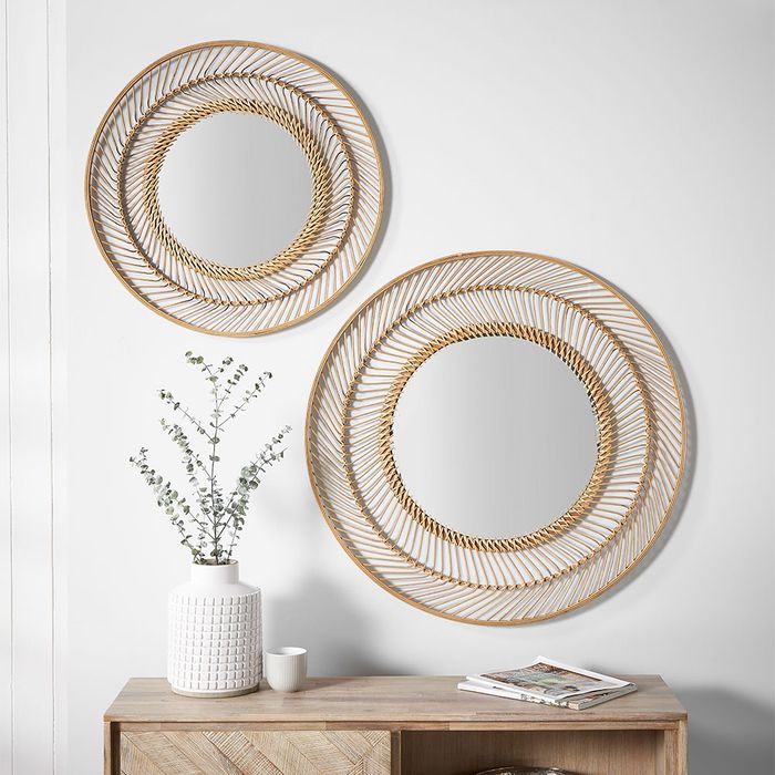 Bamboo Round Wall Mirror Large