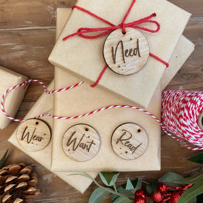 Want, Need, Read and Wear Gift Tags