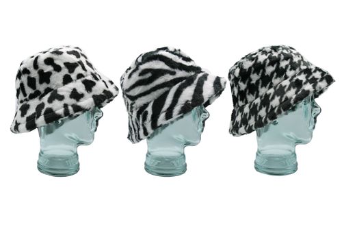 Animal Print Faux Fur Bucket Hat