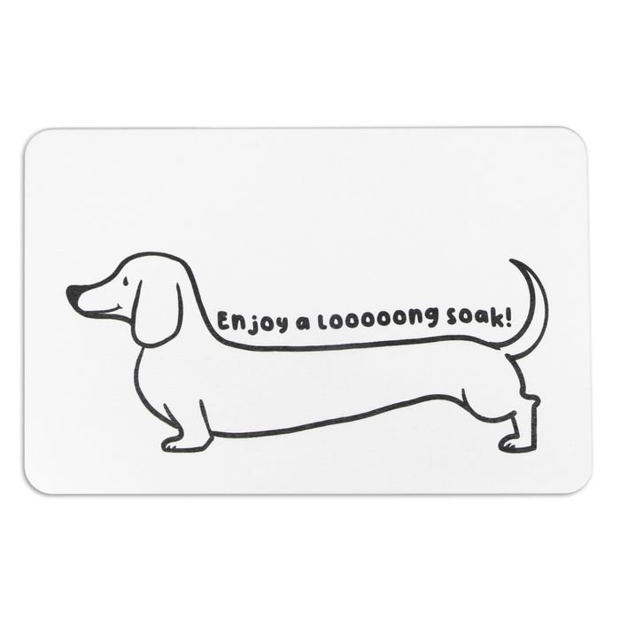 Dachshund White Stone Non Slip Bath Mat