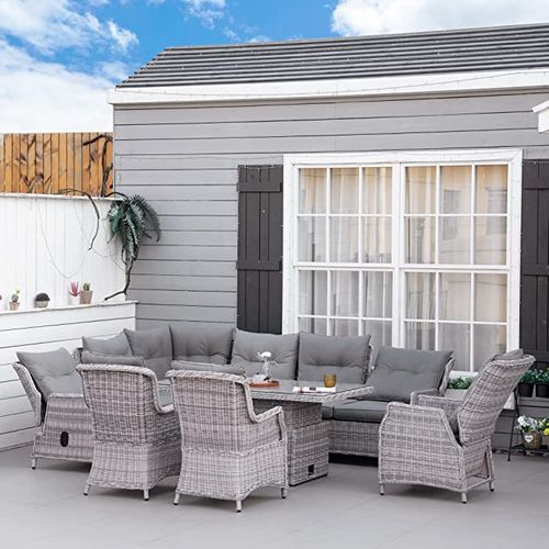 Outsunny 7 Pieces Outdoor Rattan Dining Set