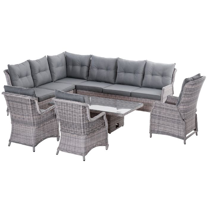 Outsunny 7 Pieces Outdoor Rattan Dining Set