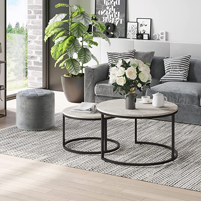HOMCOM 2 Pcs Coffee Table Set