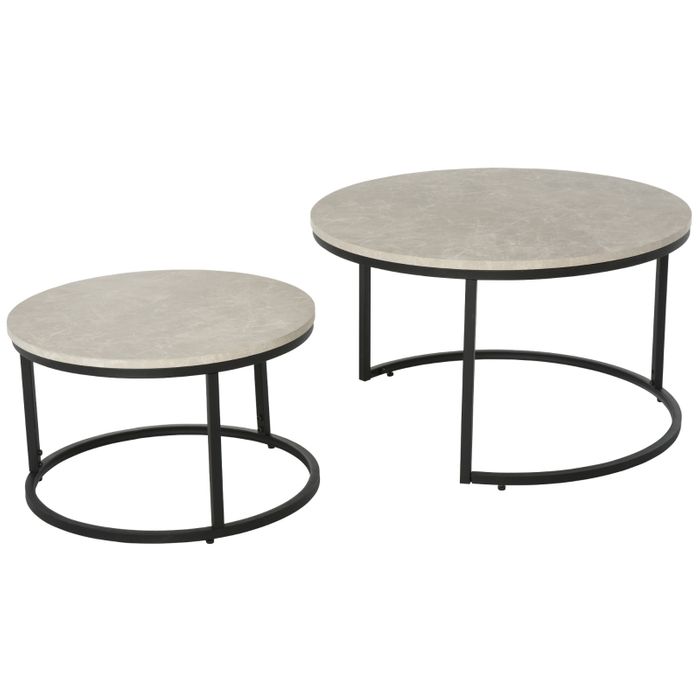 HOMCOM 2 Pcs Coffee Table Set