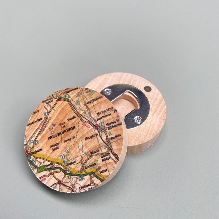 Wooden coaster bottle opener