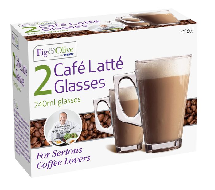 CAFÃ‰ LATTE GLASSES 240ML 2 PACK