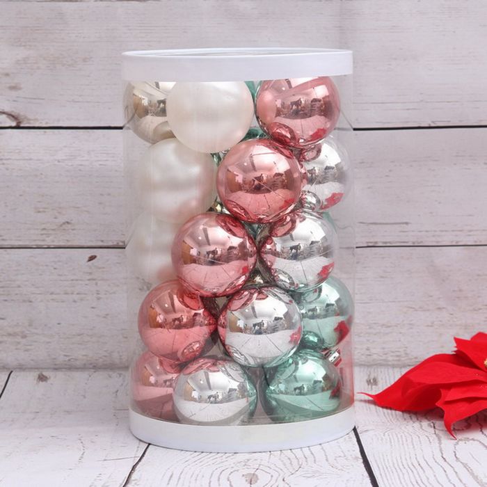 2023 plastic christmas ball bauble balls christmas custom ornament set with PVC Tube