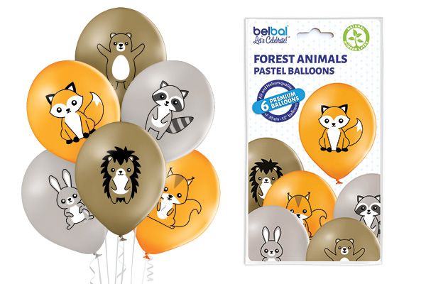 Forest animals - Pastel balloons