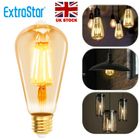 ExtraStar Vintage Edison Light Bulb, 6W E27 LED Filament Light Bulb, ST64 Retro Antique Style Amber Glass Screw Lamp, 540LM, Non-Dimmable