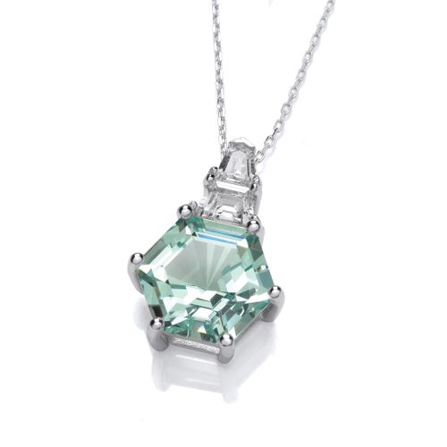 New neo mint cubic zirconia and silver pendant