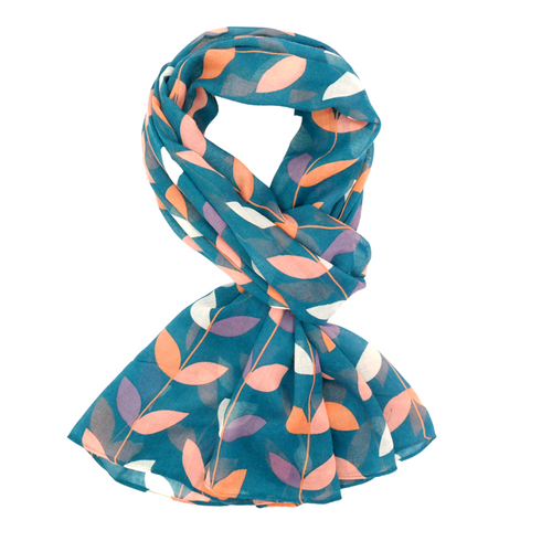 Vines and leaves scarf teal