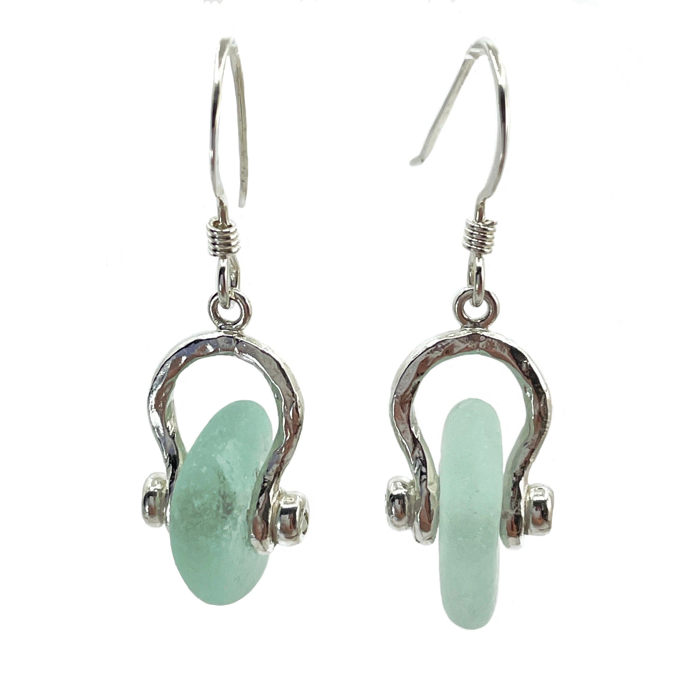 Shackle and sea glass earrings