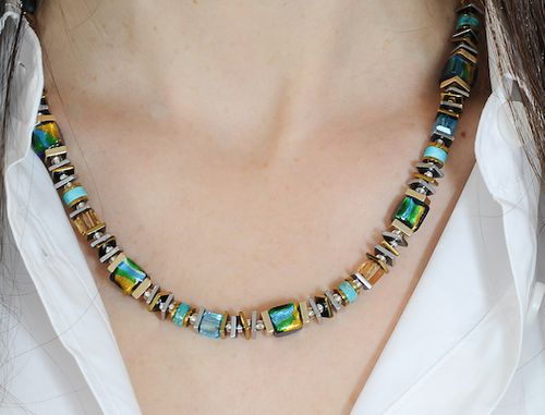 Lampwork foil glass necklace