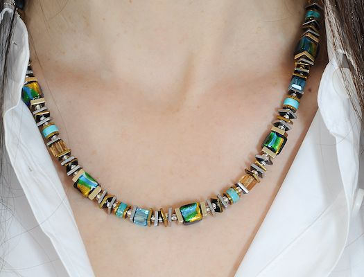 Lampwork foil glass necklace