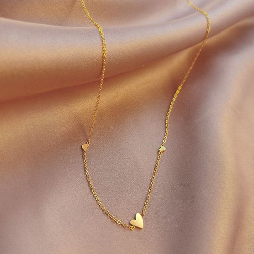 Triple Mini Heart Necklace in Gold