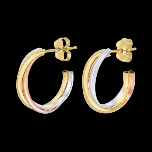 Three Tone 9CT Gold Hoop Earrings