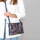 SMOKEY BLUE BIRDS ZIP TOP CROSSBODY