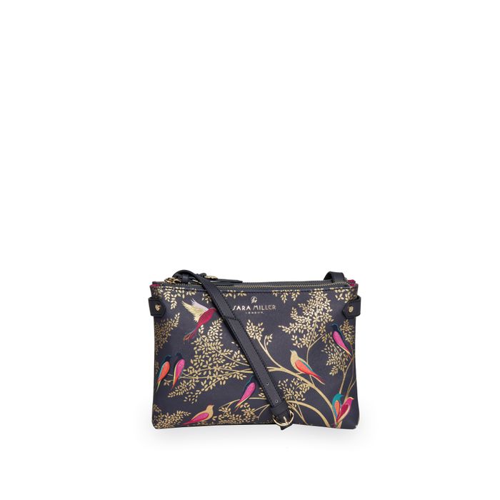 SMOKEY BLUE BIRDS ZIP TOP CROSSBODY