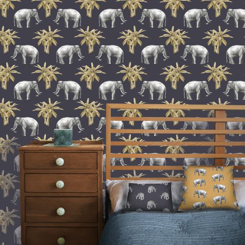 Elephant and Palm Tree