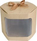 Pack of 12 Brown Kraft Bag Cupcakes Cookies Muffin Pie Box with Clear Window and Ribbon
