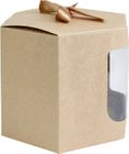 Pack of 12 Brown Kraft Bag Cupcakes Cookies Muffin Pie Box with Clear Window and Ribbon