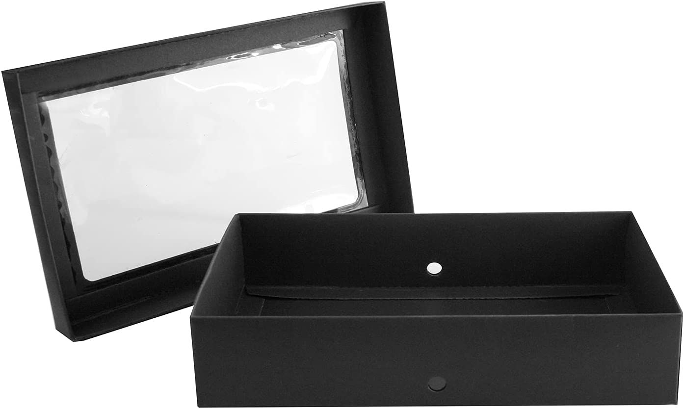 Pack of 12 Black Kraft Box with Clear Lid and Satin Ribbon SpringFair