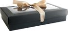 Pack of 12 Black Kraft Box with Clear Lid and Satin Ribbon