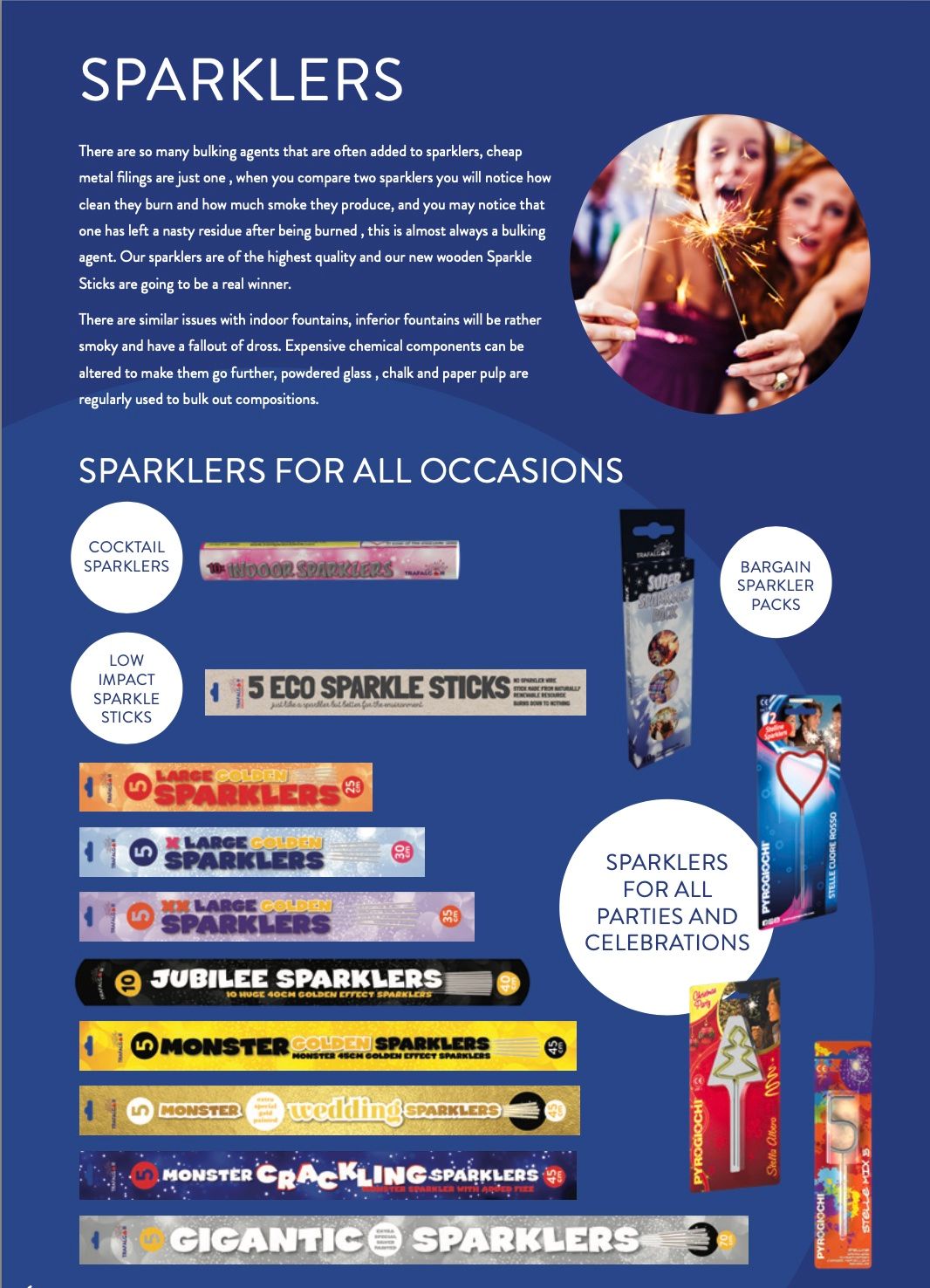 Sparklers - Largest range in UK