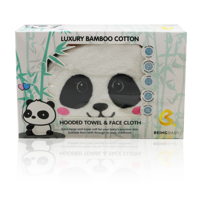 Luxury Bamboo Hooded Panda Towel and Face-cloth Set