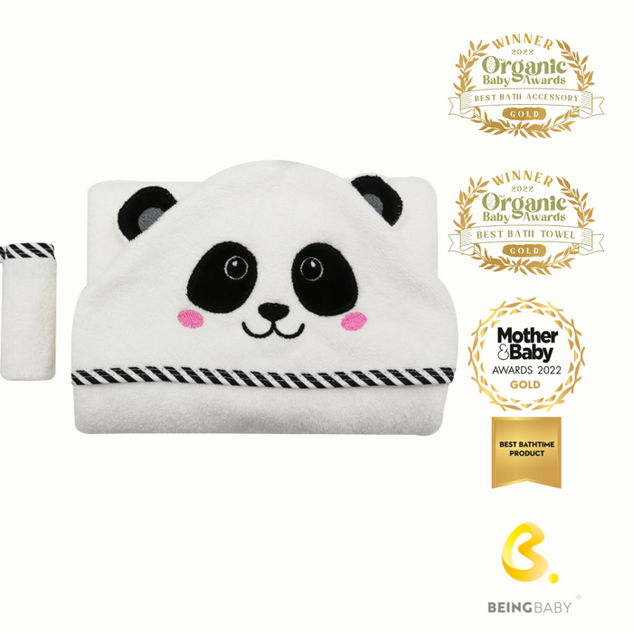 Luxury Bamboo Hooded Panda Towel and Face-cloth Set