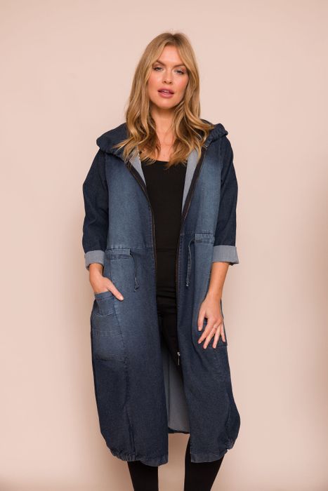 TANYA STRETCH DENIM OVERSIZE LONG JACKET