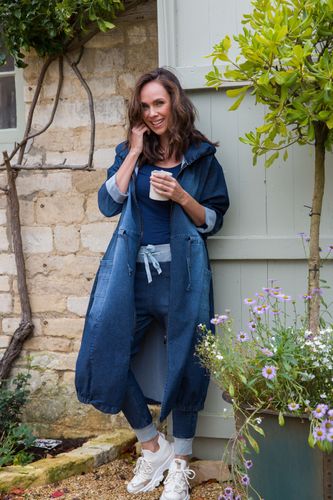 TANYA STRETCH DENIM OVERSIZE LONG JACKET