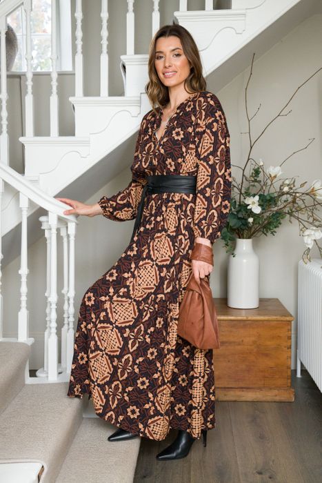 KENZIE PRINTED DRESS WITH SIDE POCKETS