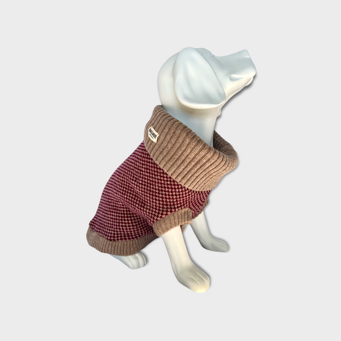 Burgundy Dog Jumper & Matching Scarf
