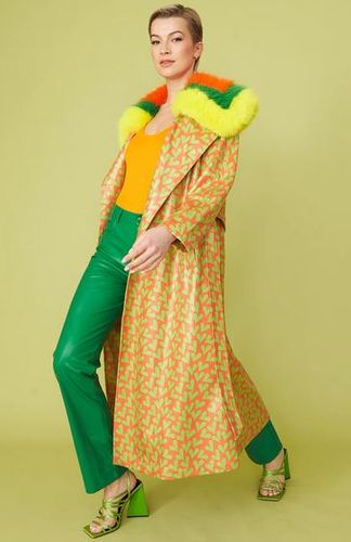 SULTR695A-D08 Orange - Tencel Blend Eco Leather Trench Coat
