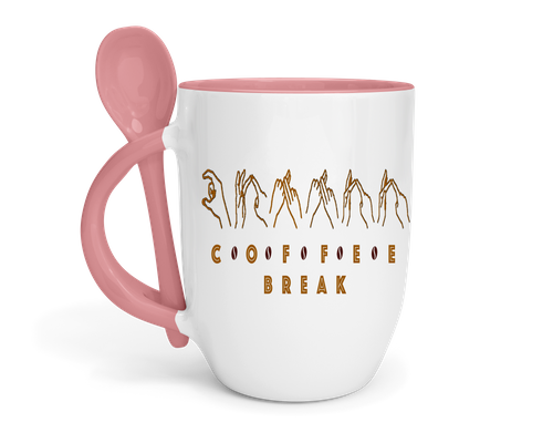 British Sign Language Coffee Mug with a Spoon